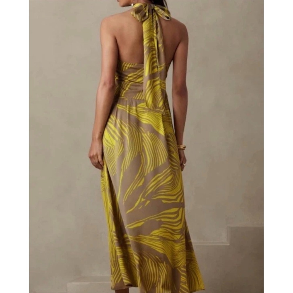 Banana Republic Size-8/Petite Maxi Dress Tie Back Halter Botanica Printed $150 - Picture 3 of 16